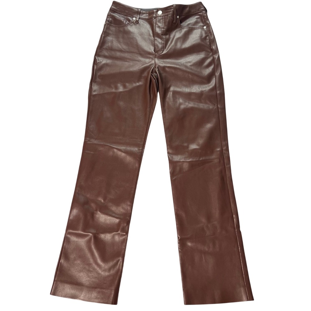 Abercrombie & Fitch 90s Slim Super High Rise Vegan Leather Pants Brown 8R